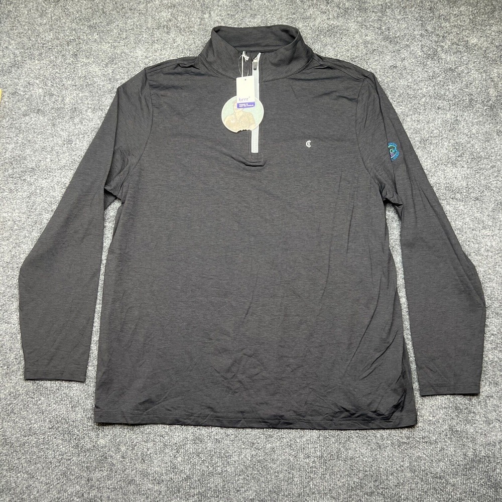Criquet Sweater Mens 2XL Gray Pullover Quarter Zip Long Sleeve Brrr Nylon